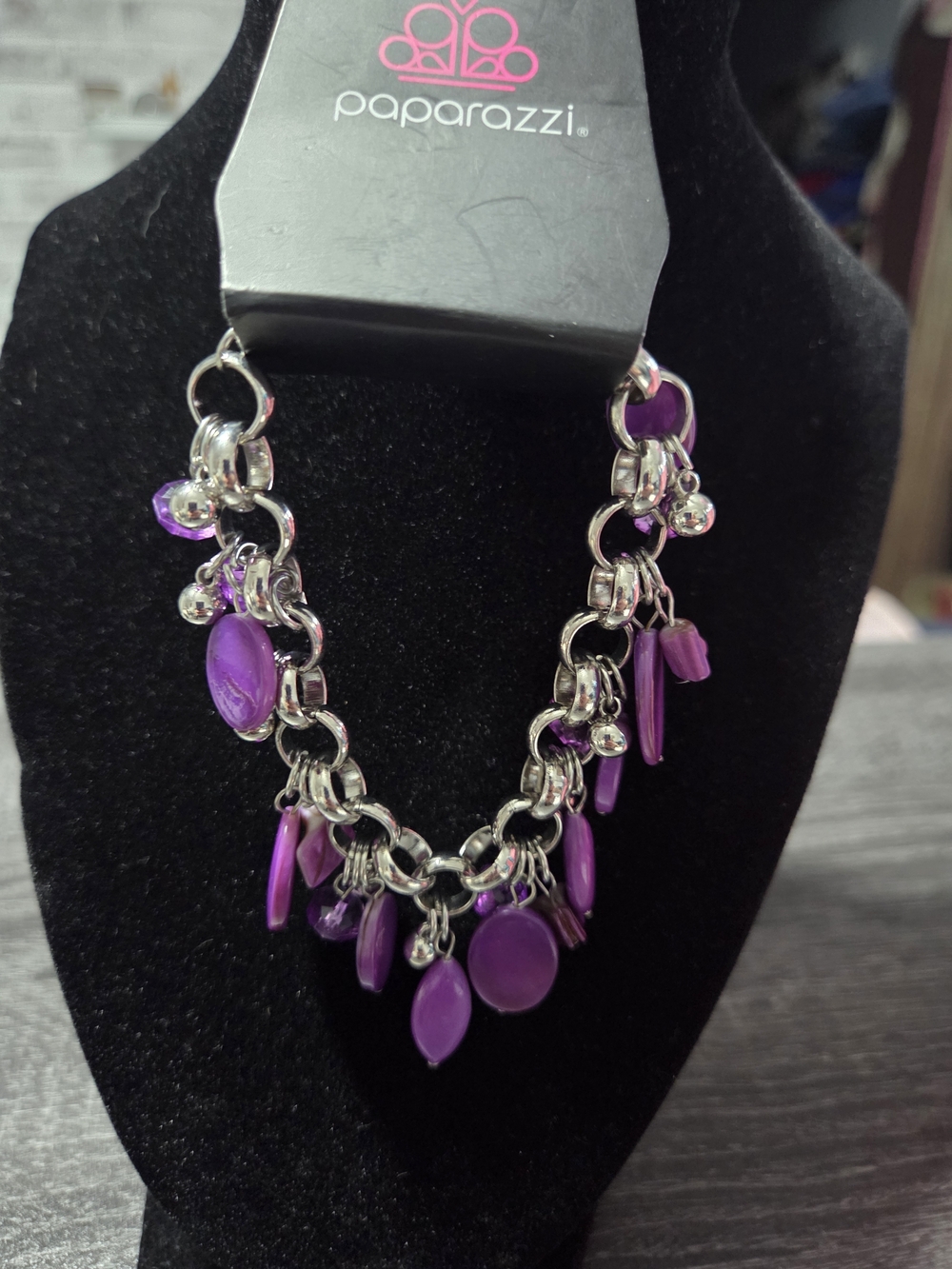 241 # Paparazzi Purple Dangle Charm Bracelet- Women's Jewelry